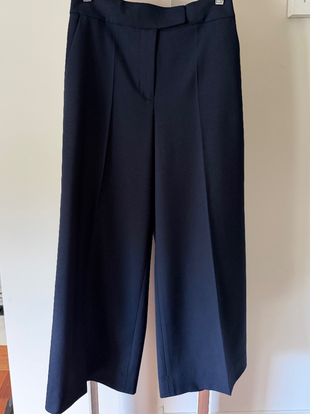 Club Monaco Navy Wide Leg Cropped Trousers | Size 2 (Professionally Tailored)